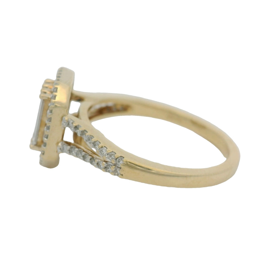 18K Yellow Gold Halo Diamond Engagement Ring