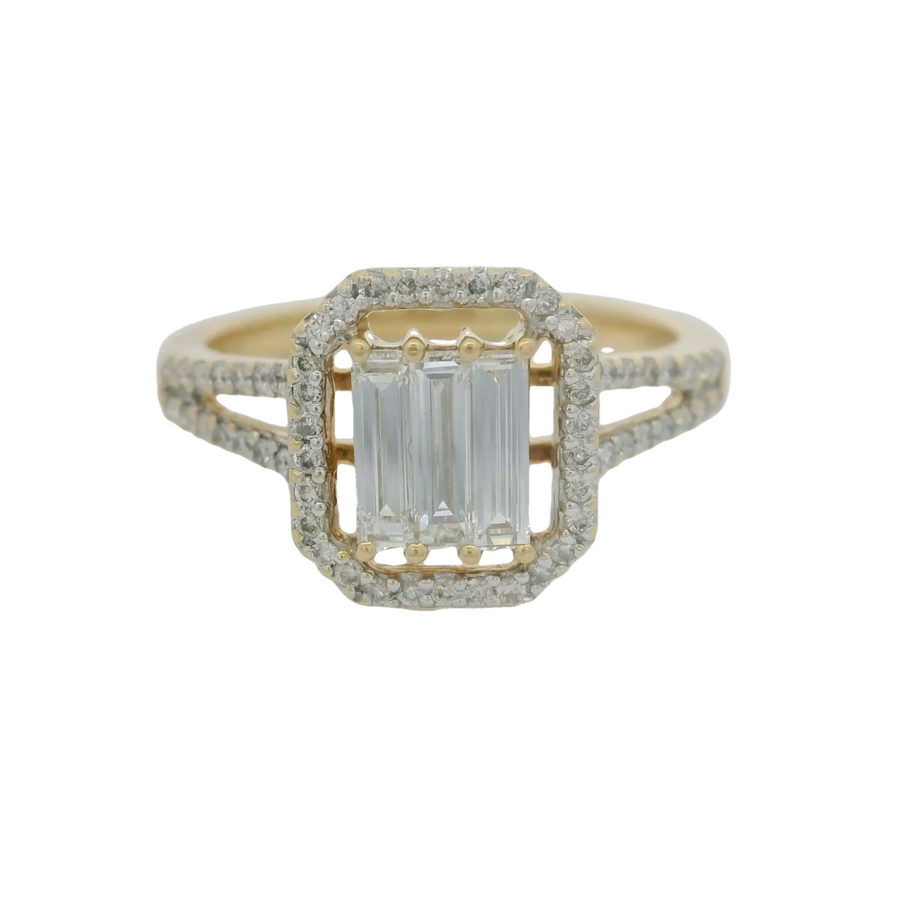 18K Yellow Gold Halo Diamond Engagement Ring