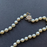 EBTH Vintage Pearl Necklace – 14K Gold Sapphire & Pearl Floral Clasp