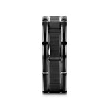 Thorsten WINDSOR Beveled Black Tungsten Carbide Wedding Band – 8mm, Satin Brush Finish with Alternating Grooves