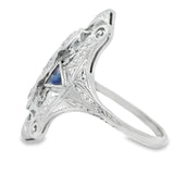 18KT White Gold Vintage Sapphire And Diamond Ring