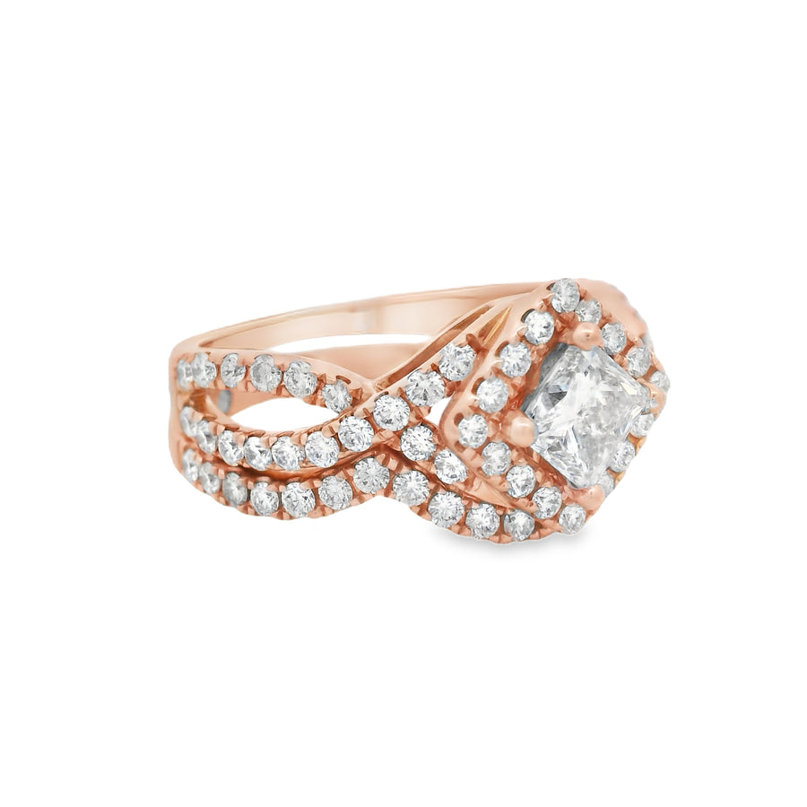 Rose Gold 1.43CTW Leo Diamond Wedding Set