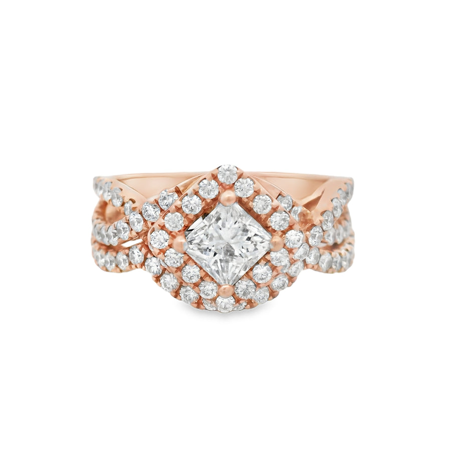 Rose Gold 1.43CTW Leo Diamond Wedding Set