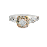 Rose And White Gold Twist Halo Diamond Engagement Ring
