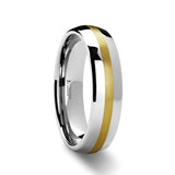 Rounded Tungsten Carbide Ring with Gold Inlay 6mm