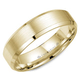 Noam Carver WB-7007Y / CrownRing – 6MM Yellow Gold Men’s Wedding Band with Brushed Center & Polished Edges