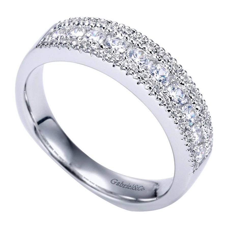 Gabriel & Co. WB3952W44JJ – 14K White Gold Diamond Wedding Band