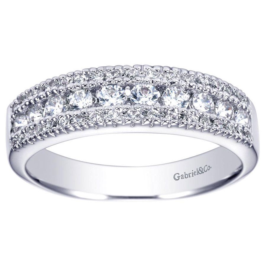 Gabriel & Co. WB3952W44JJ – 14K White Gold Diamond Wedding Band