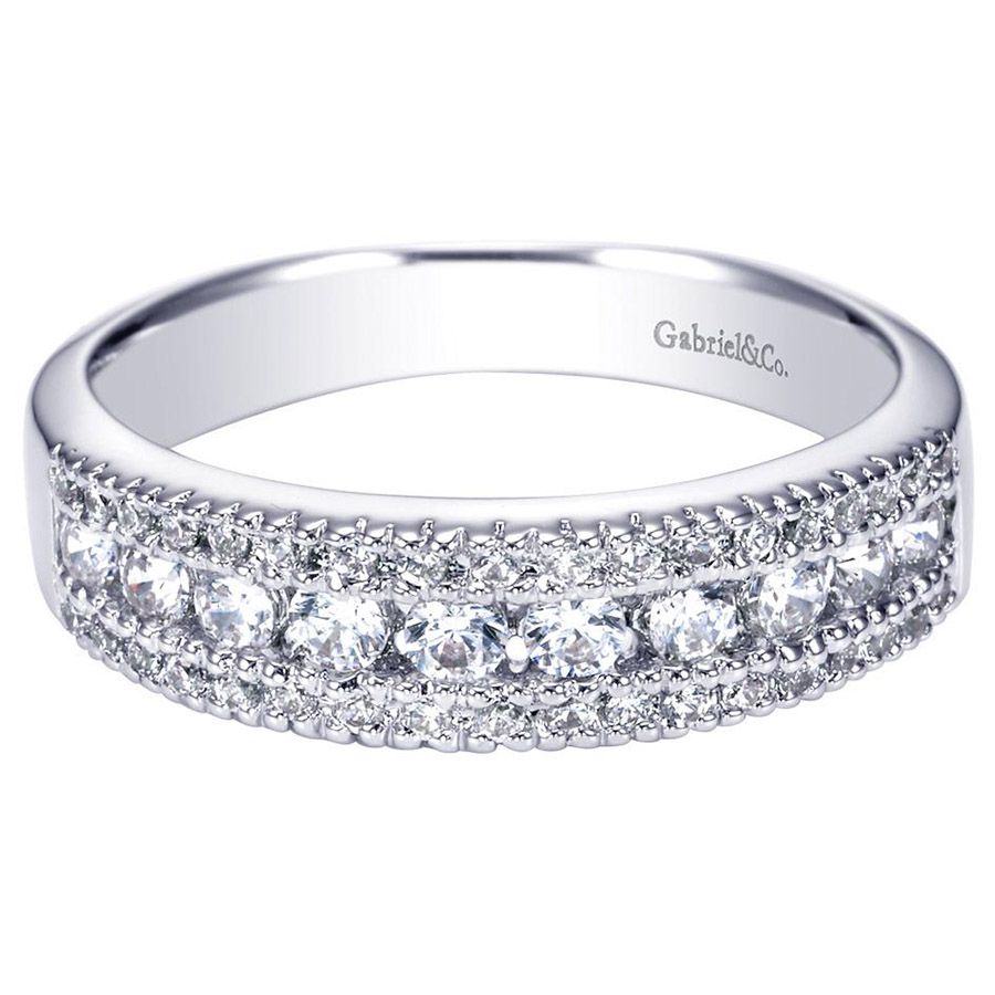 Gabriel & Co. WB3952W44JJ – 14K White Gold Diamond Wedding Band