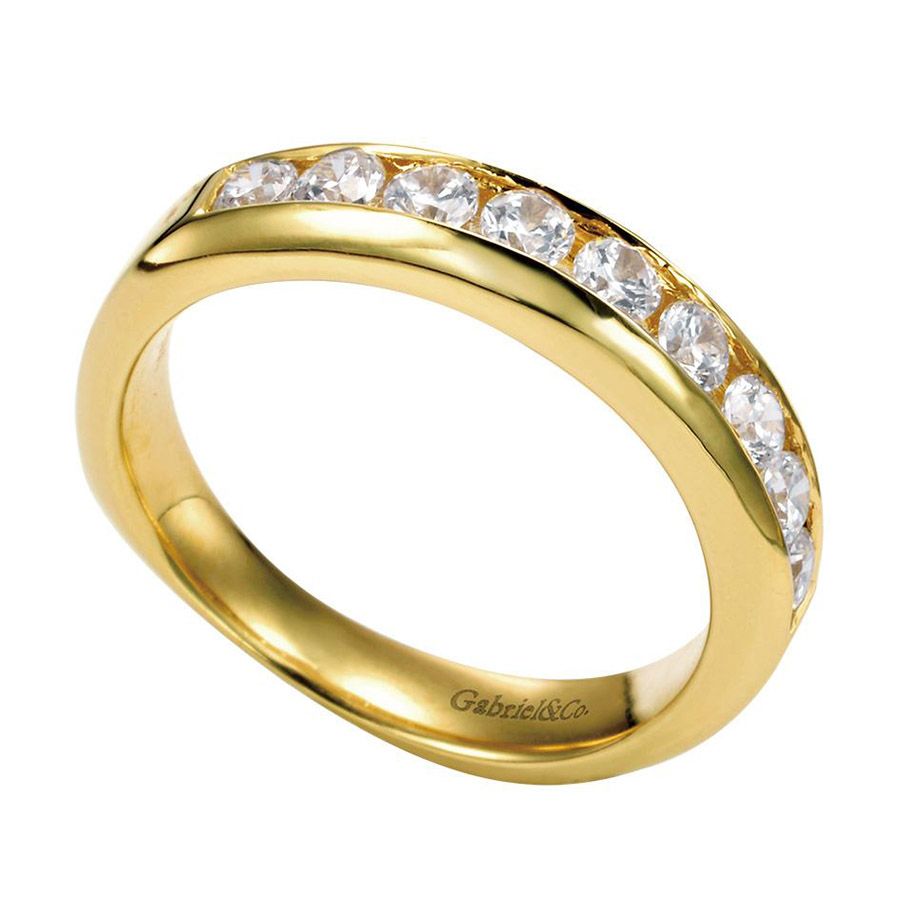 Gabriel & Co. WB3962Y44JJ – 14K Yellow Gold Contemporary Diamond Wedding Band (0.57 CTW)