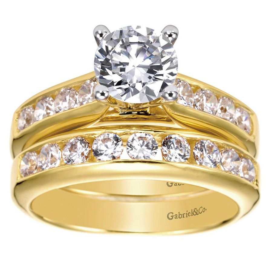 Gabriel & Co. WB3962Y44JJ – 14K Yellow Gold Contemporary Diamond Wedding Band (0.57 CTW)