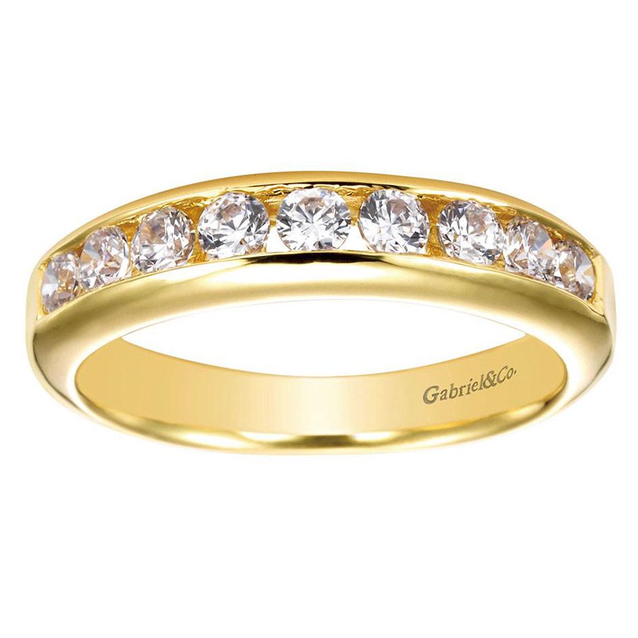 Gabriel & Co. WB3962Y44JJ – 14K Yellow Gold Contemporary Diamond Wedding Band (0.57 CTW)