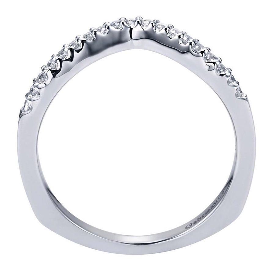 Gabriel & Co. WB4179W44JJ – 14K White Gold Contemporary Curved Diamond Wedding Band (0.12 ct)