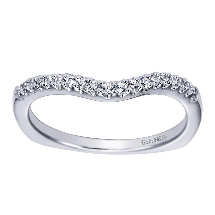 Gabriel & Co. WB4179W44JJ – 14K White Gold Contemporary Curved Diamond Wedding Band (0.12 ct)