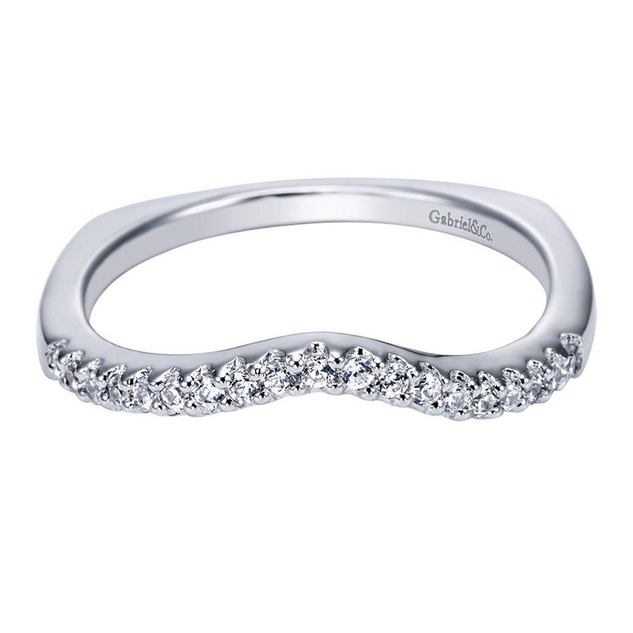 Gabriel & Co. WB4179W44JJ – 14K White Gold Contemporary Curved Diamond Wedding Band (0.12 ct)