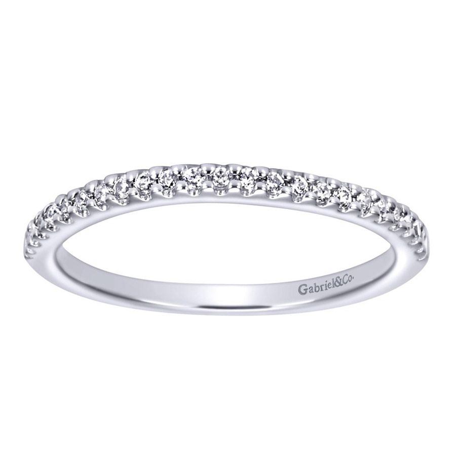 Gabriel & Co. WB5409W44J – 14K White Gold Diamond Milgrain Wedding Band