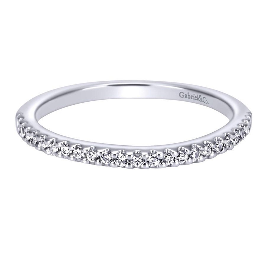 Gabriel & Co. WB5409W44J – 14K White Gold Diamond Milgrain Wedding Band