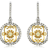 Royal WC7319Y 14K White Gold Yellow & White Diamond Dangle Stud Earrings – 0.46 CTW Yellow Diamonds, 0.82 CTW White Diamonds