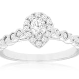 Royal WC9085D Jewelry 14K White Gold Pear Halo Diamond Engagement Ring – 0.50 CTW