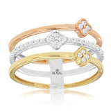 Royal Jewelry WC9695D  14K Tri-Gold Diamond Stack Ring – 0.25 CTW