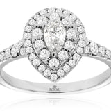 Royal Jewelry WC9951D 14K White Gold Composite Pear Diamond Engagement Ring – 0.83 CTW