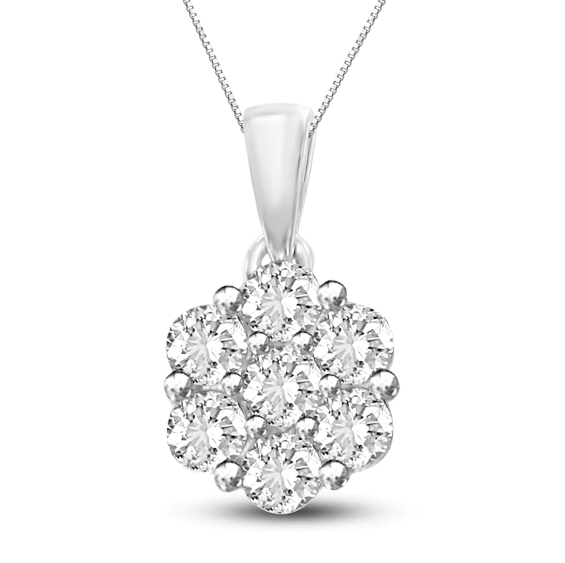 White Gold 1CTW Diamond Flower Pendant