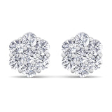 White Gold 1CTW Diamond Flower Studs