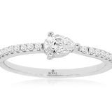 Royal Jewelry WH1574D  14K White Gold Diamond Pear East-West Ring – 0.42 CTW