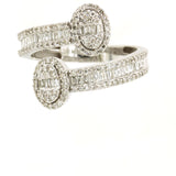 Royal Jewelry 14K White Gold Round & Baguette Diamond Fashion Ring – 0.72 CTW