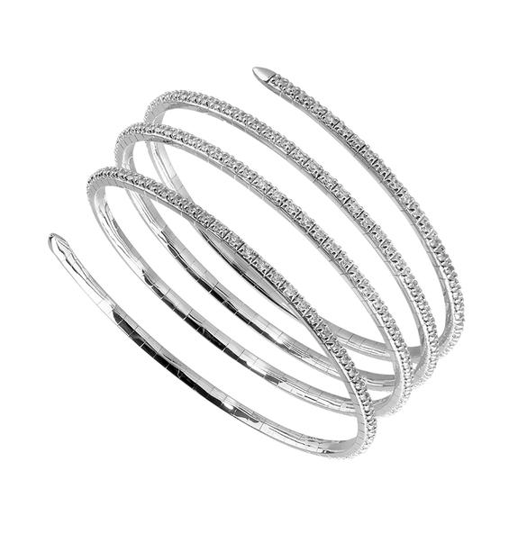 White Gold Multi-Row Diamond Flexi Bangle