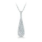 14K White Gold 1.10cttw Diamond Pave Tear Drop Pendant Necklace