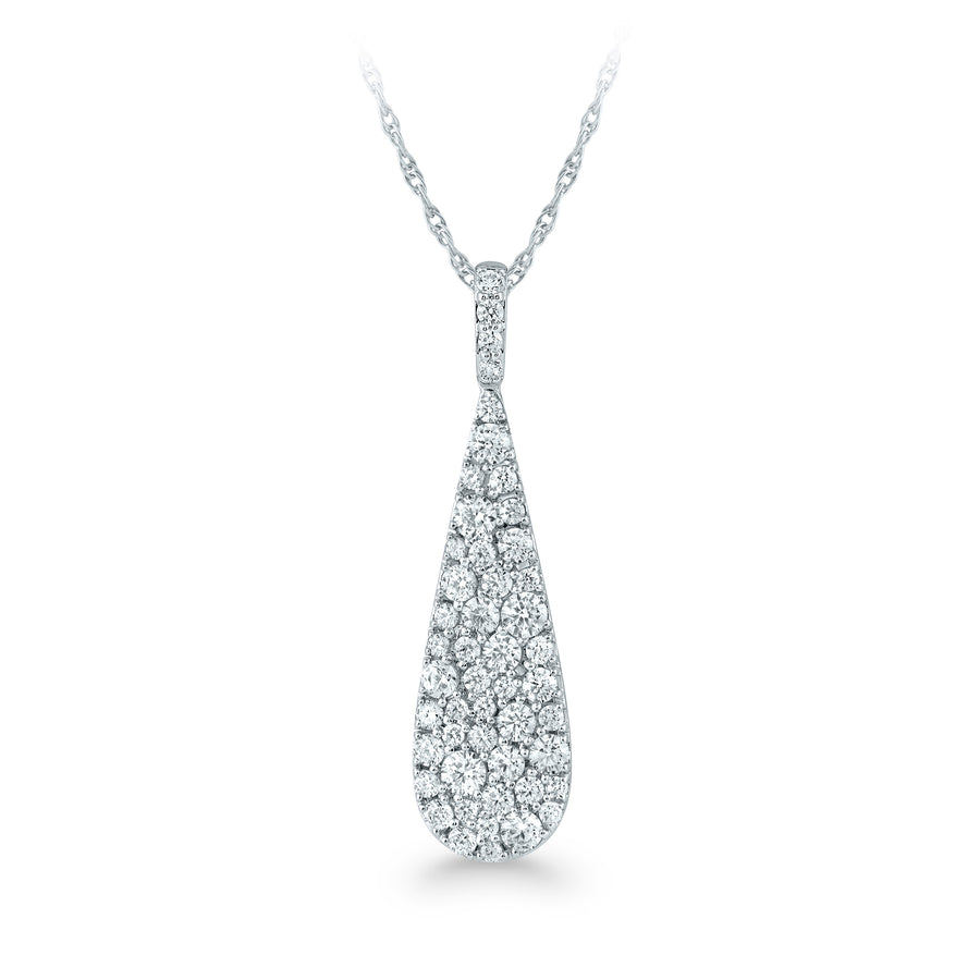 Diamond Pave Tear Drop Pendant Necklace