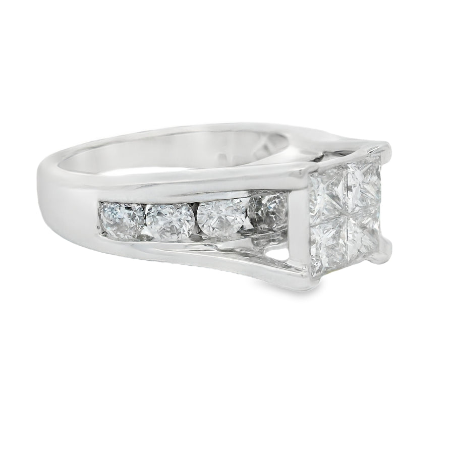 White Gold Quad 2CTW Diamond Engagement Ring