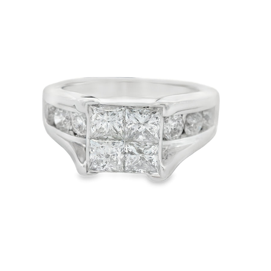 White Gold Quad 2CTW Diamond Engagement Ring