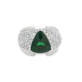 Platinum Tsavorite Garnet Pave Diamond Ring