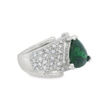 Platinum Tsavorite Garnet Pave Diamond Ring