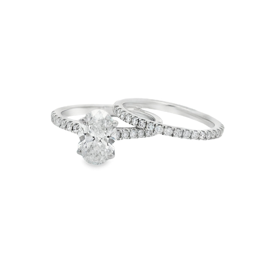 2CTW Oval Hidden Halo Wedding Set - Lab Grown