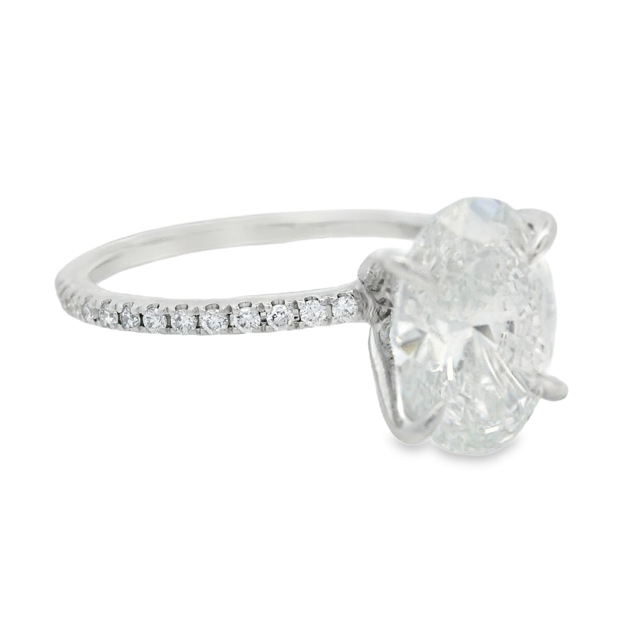 2CT Oval Lab Grown Diamond Accented Diamond Egagement Ring