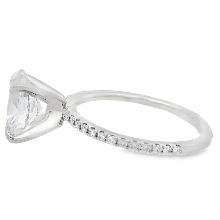2CT Oval Lab Grown Diamond Accented Diamond Egagement Ring