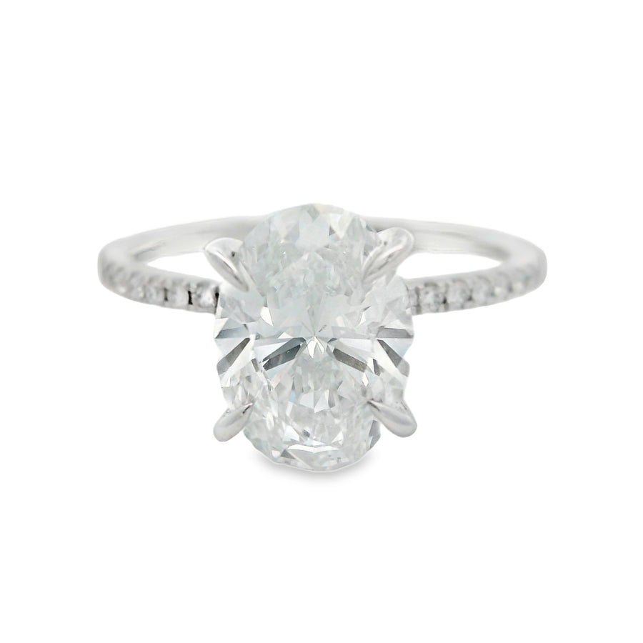 2CT Oval Lab Grown Diamond Accented Diamond Egagement Ring
