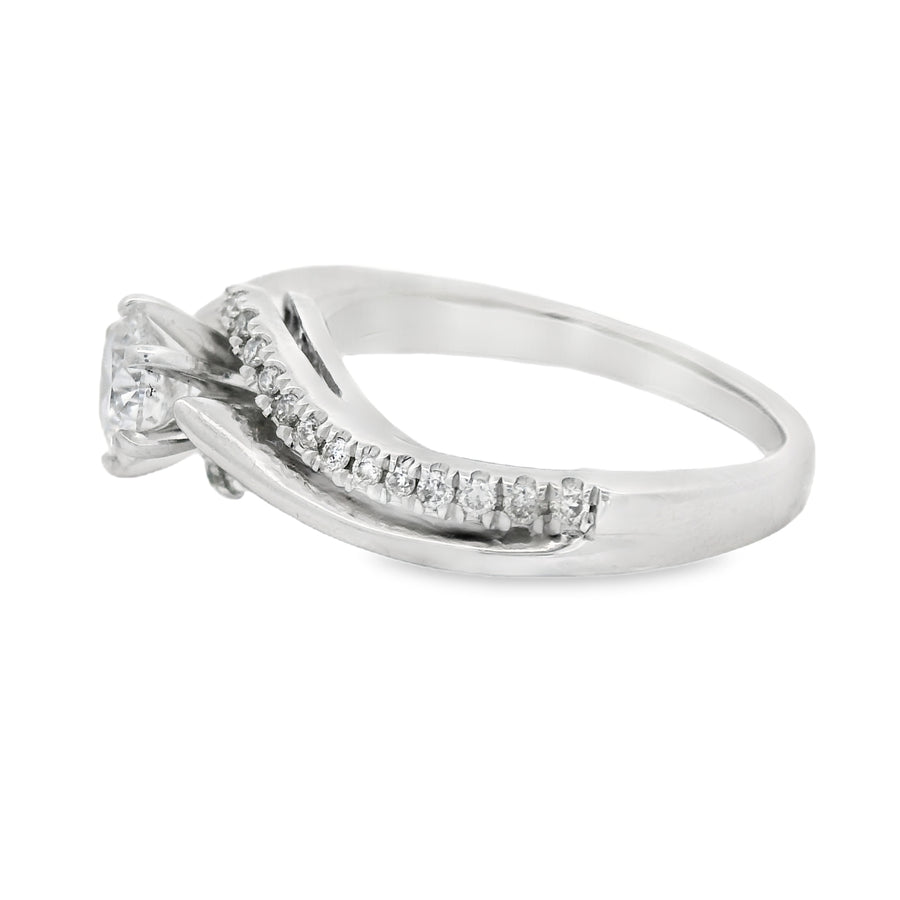 White Gold Twist Diamond Engagement Ring