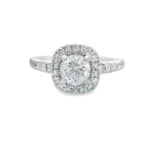 White Gold Halo Accented Diamond Engagement Ring