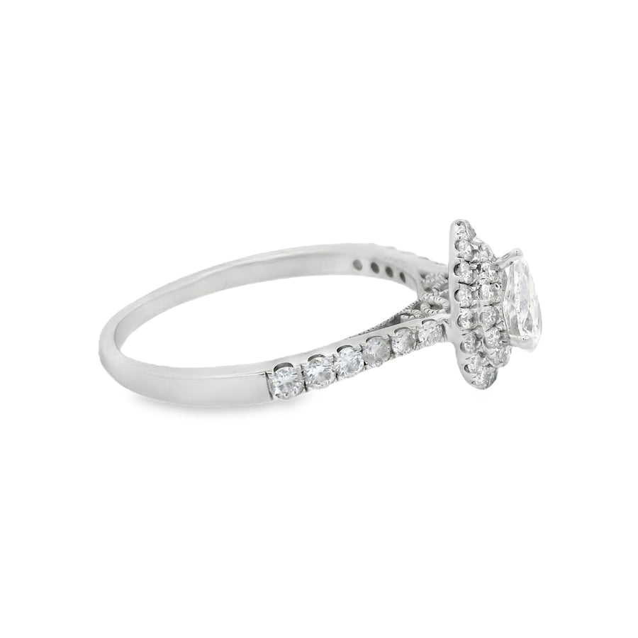 1CTW Pear Double Halo Engagement Ring - Lab Grown