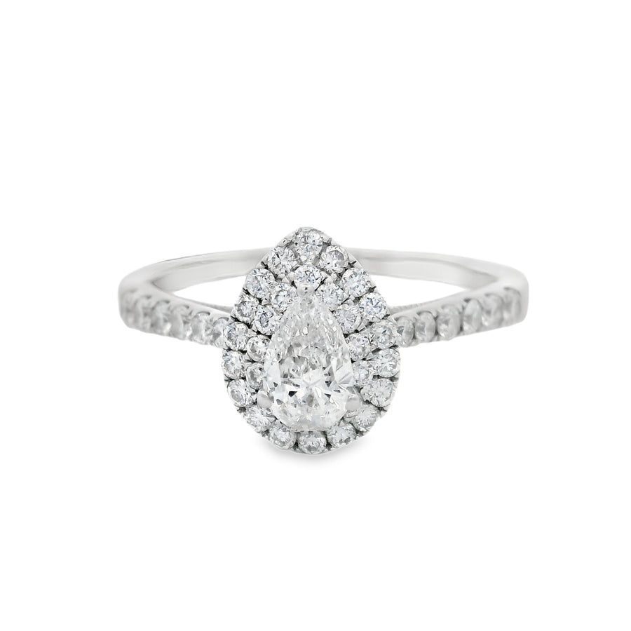 1CTW Pear Double Halo Engagement Ring - Lab Grown