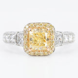 Natural Yellow Diamond Platinum Ring GIA Certified