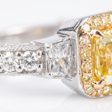 Natural Yellow Diamond Platinum Ring GIA Certified