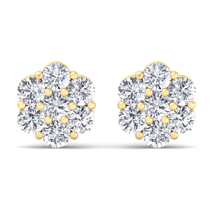 Yellow Gold 1/3CTW Diamond Flower Studs