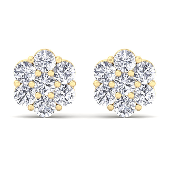 Yellow Gold 1/5CTW DIamond Flower Studs