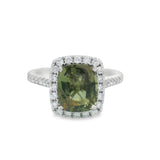 Natrual GIA Color Changing Alexandrite Diamond Halo Ring