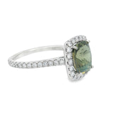 Natrual GIA Color Changing Alexandrite Diamond Halo Ring